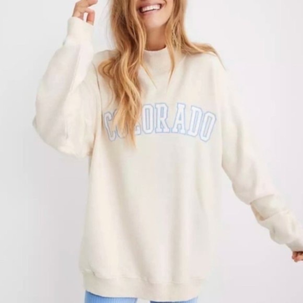 Aerie - Embroidered Mock Neck Oversized Sweater